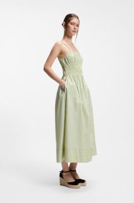 Cotton-poplin dress with vertical stripe, Patterned