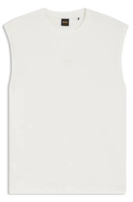 Sleeveless stretch-cotton T-shirt with slub effect 1