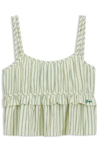Cotton-poplin top with vertical stripe, Green Patterned