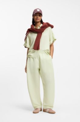 Balloon-leg trousers with elasticated waist, Light Green