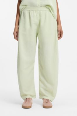 Balloon-leg trousers with elasticated waist, Light Green