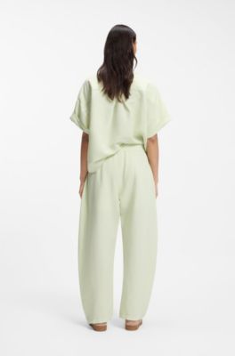 Balloon-leg trousers with elasticated waist, Light Green