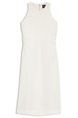 A-line dress with gathered sides, White
