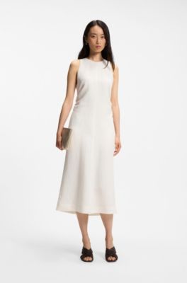 A-line dress with gathered sides, White