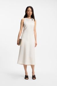 A-line dress with gathered sides, White