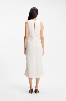 A-line dress with gathered sides, White