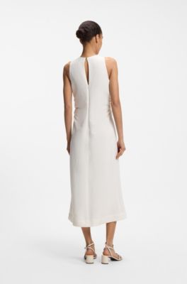 A-line dress with gathered sides, White