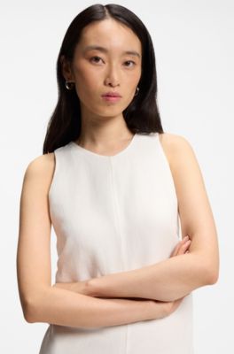 A-line dress with gathered sides, White