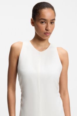 A-line dress with gathered sides, White