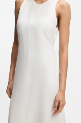 A-line dress with gathered sides, Natural