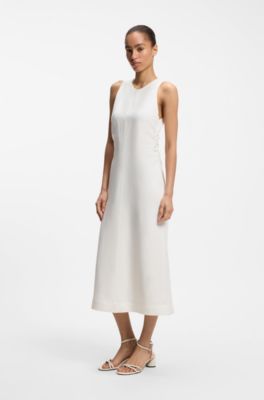 A-line dress with gathered sides, White
