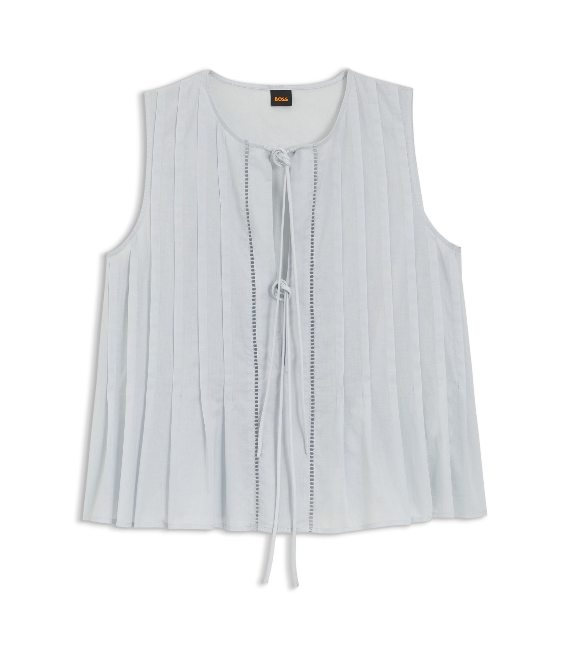 Ärmelloses Top aus Baumwoll-Musselin mit Bundfalten vorne