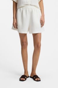 Relaxed-fit shorts with embroidered logo, White