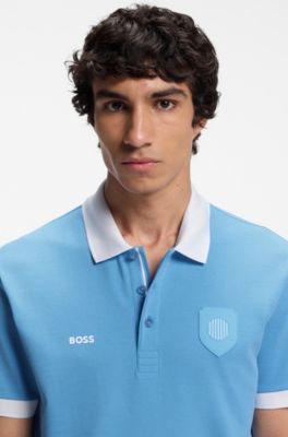 Polstret poloshirt med detaljer med landeflag, Argentina