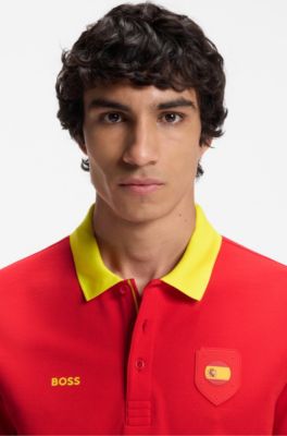 Polstret poloshirt med detaljer med landeflag, Spanien