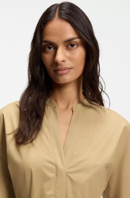 Cotton-poplin shirt dress with eyelet belt