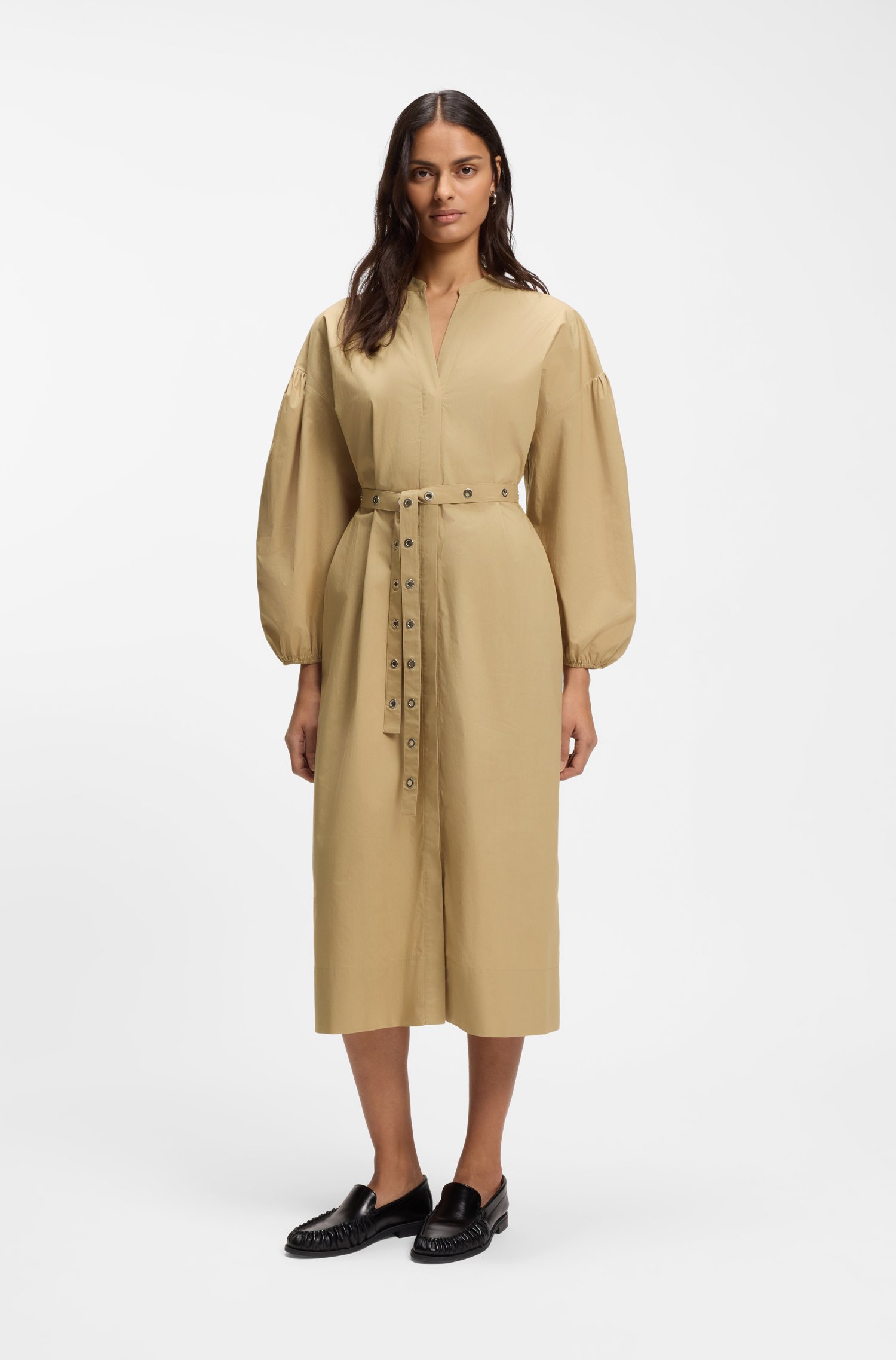 Boss Cotton-poplin shirt dress with eyelet belt klänningar dam – bild 2