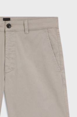 Short chino Slim en coton stretch imprim&eacute;, Gris