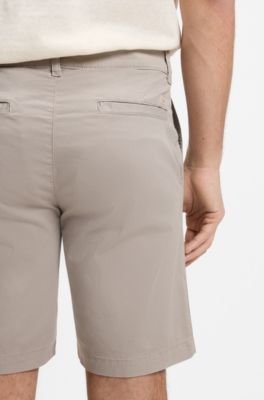 Short chino Slim en coton stretch imprim&eacute;, Gris