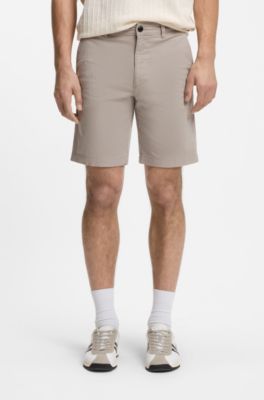 Slim-fit chino shorts in printed stretch cotton, Grey