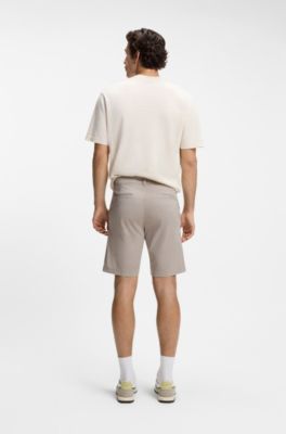 Short chino Slim en coton stretch imprim&eacute;, Gris