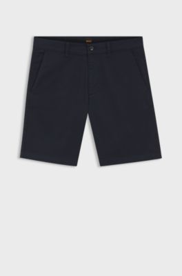 Slim-fit chino shorts in printed stretch cotton, Dark Blue