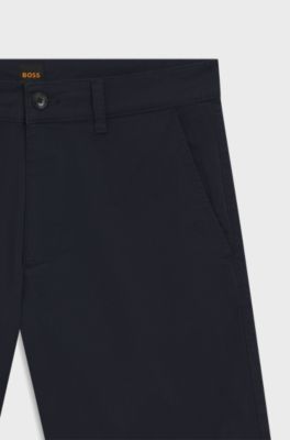 Bermuda chino slim fit in cotone elasticizzato stampato, Blu scuro