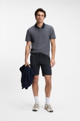 Bermuda chino slim fit in cotone elasticizzato stampato, Blu scuro