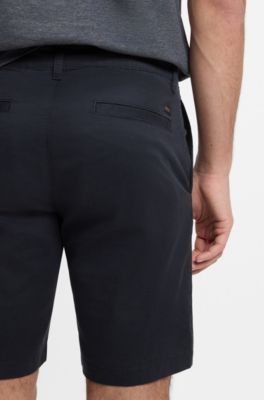 Bermuda chino slim fit in cotone elasticizzato stampato, Blu scuro