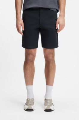 Slim-fit chino shorts in printed stretch cotton, Dark Blue
