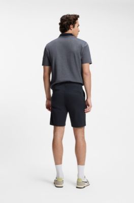 Slim-fit chino shorts in printed stretch cotton, Dark Blue