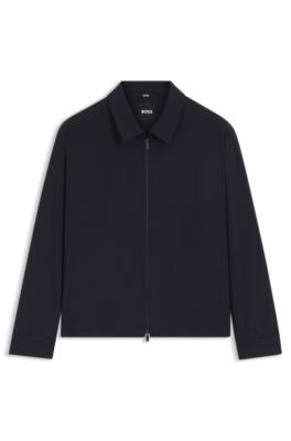 Relaxed-fit overshirt in a packable wool blend, Dark Blue