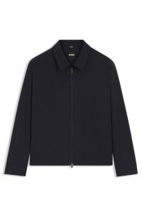 Relaxed-fit overshirt in a packable wool blend, Dark Blue