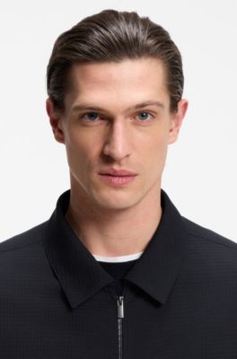 Packable relaxed-fit overshirt in a washable wool blend, Dark Blue