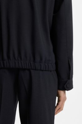 Relaxed-fit overshirt in een opvouwbare wolmix, Donkerblauw