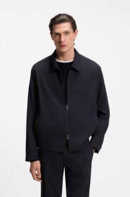 Packable relaxed-fit overshirt in a washable wool blend, Dark Blue