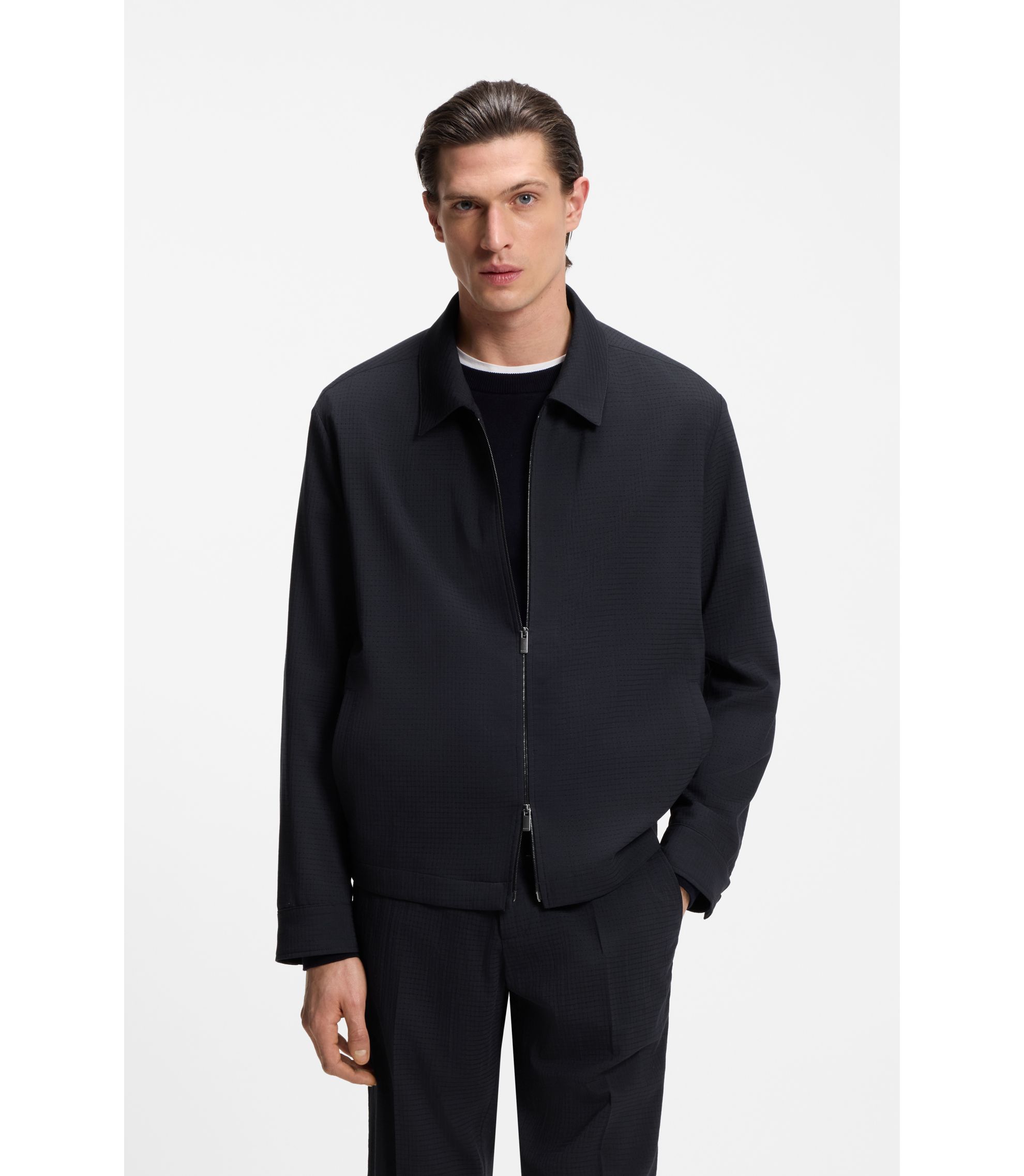 Packbares Relaxed-Fit Overshirt aus waschbarem Woll-Mix