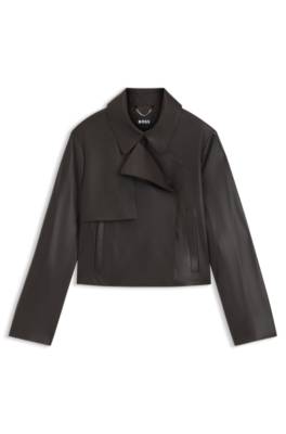 Relaxed-fit leather jacket with trench styling 1