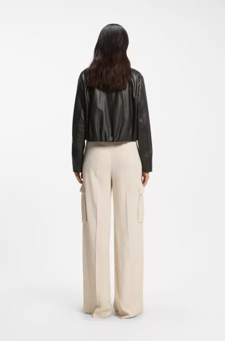 Relaxed-fit leather jacket with trench styling