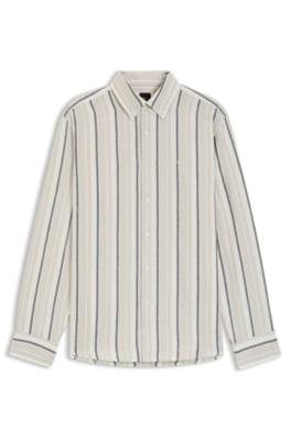 Regular-fit shirt in striped linen and cotton 1