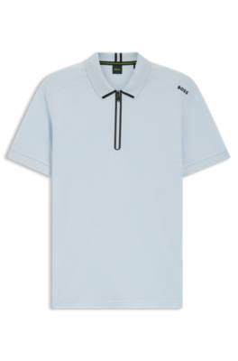 Zip-neck polo shirt in waffle jacquard 4