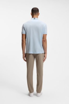 Zip-neck polo shirt in waffle jacquard 3