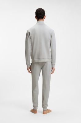 Cotton-blend jacket with waffle structure, Light Grey