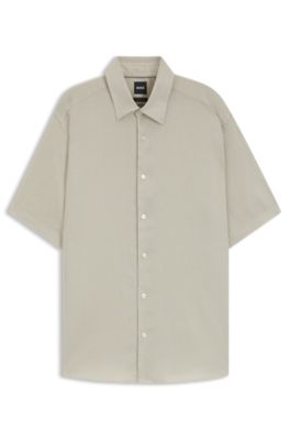 Regular-fit shirt in a linen blend, Light Beige