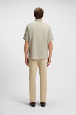 Regular-fit shirt in a linen blend, Light Beige