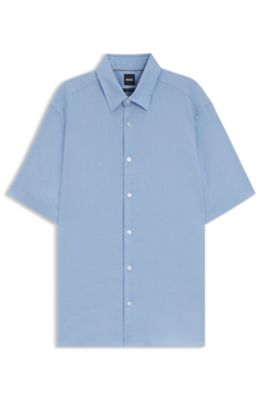 Regular-fit shirt in a linen blend, Light Blue