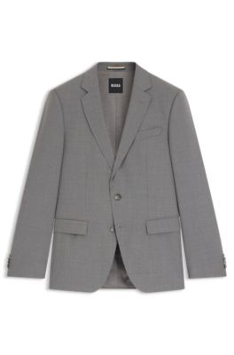 Slim-fit suit jacket in pinstripe virgin wool, Silver