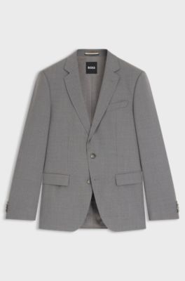 Slim-fit suit jacket in pinstripe virgin wool, Silver