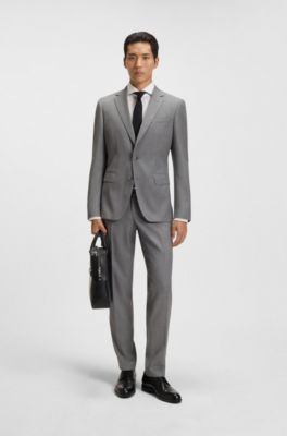 Slim-fit suit jacket in pinstripe virgin wool, Silver