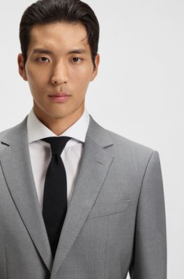 Slim-fit suit jacket in pinstripe virgin wool, Silver